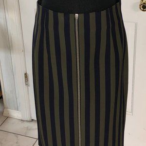 Zara Green/Black Pinstripe Skirt